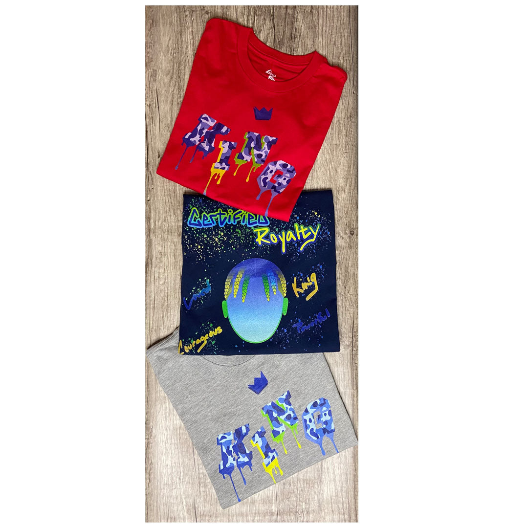 Boys Camo Drip King T-shirt