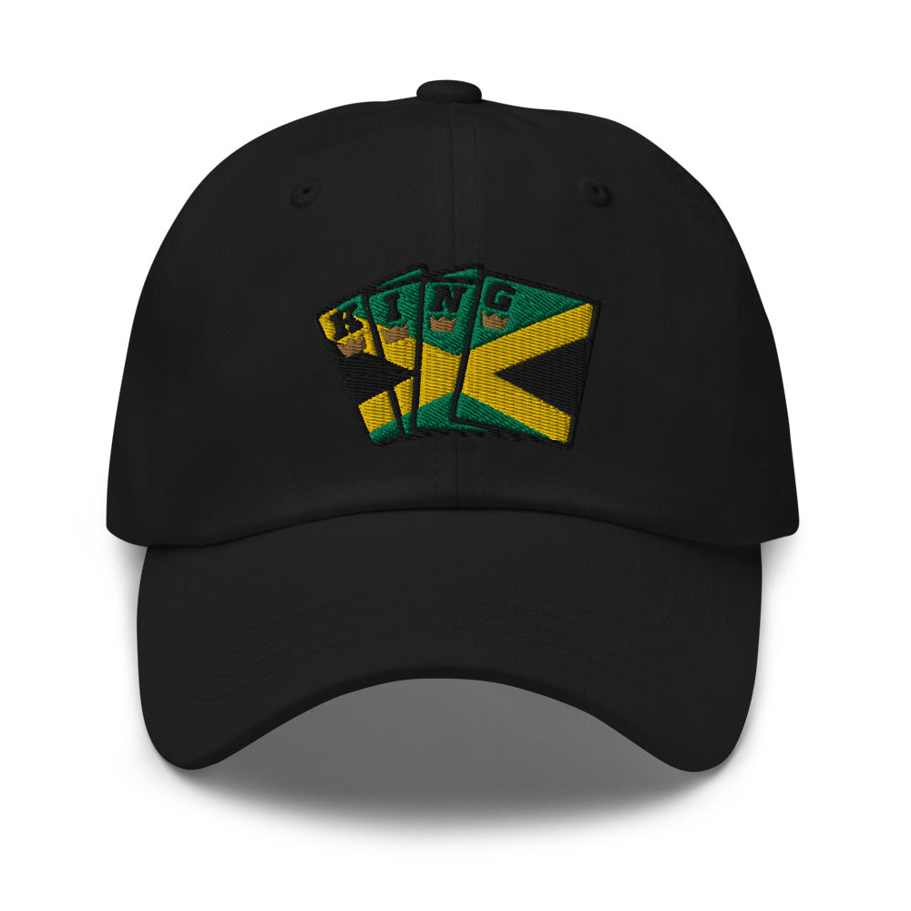 Men's Royal Crush King Card Dad Hat Cap Jamaica - Black