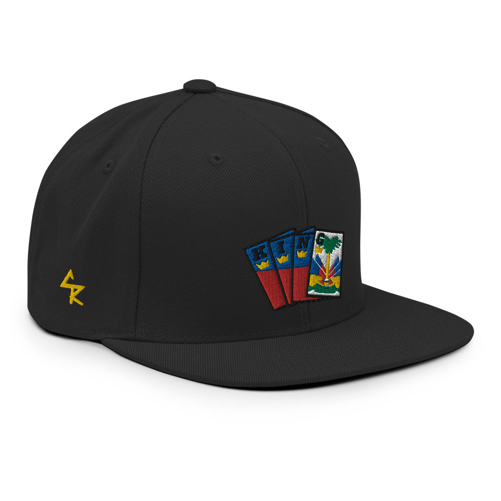 Men's Royal Crush King Card Snapback Haiti - Black