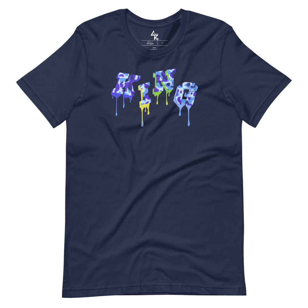 Men's Camo Drip King T-Shirt - Blue Multi